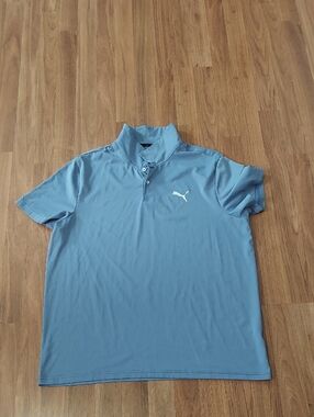 Puma Light Blue Men's Short Sleeve Polo with Chest Logo